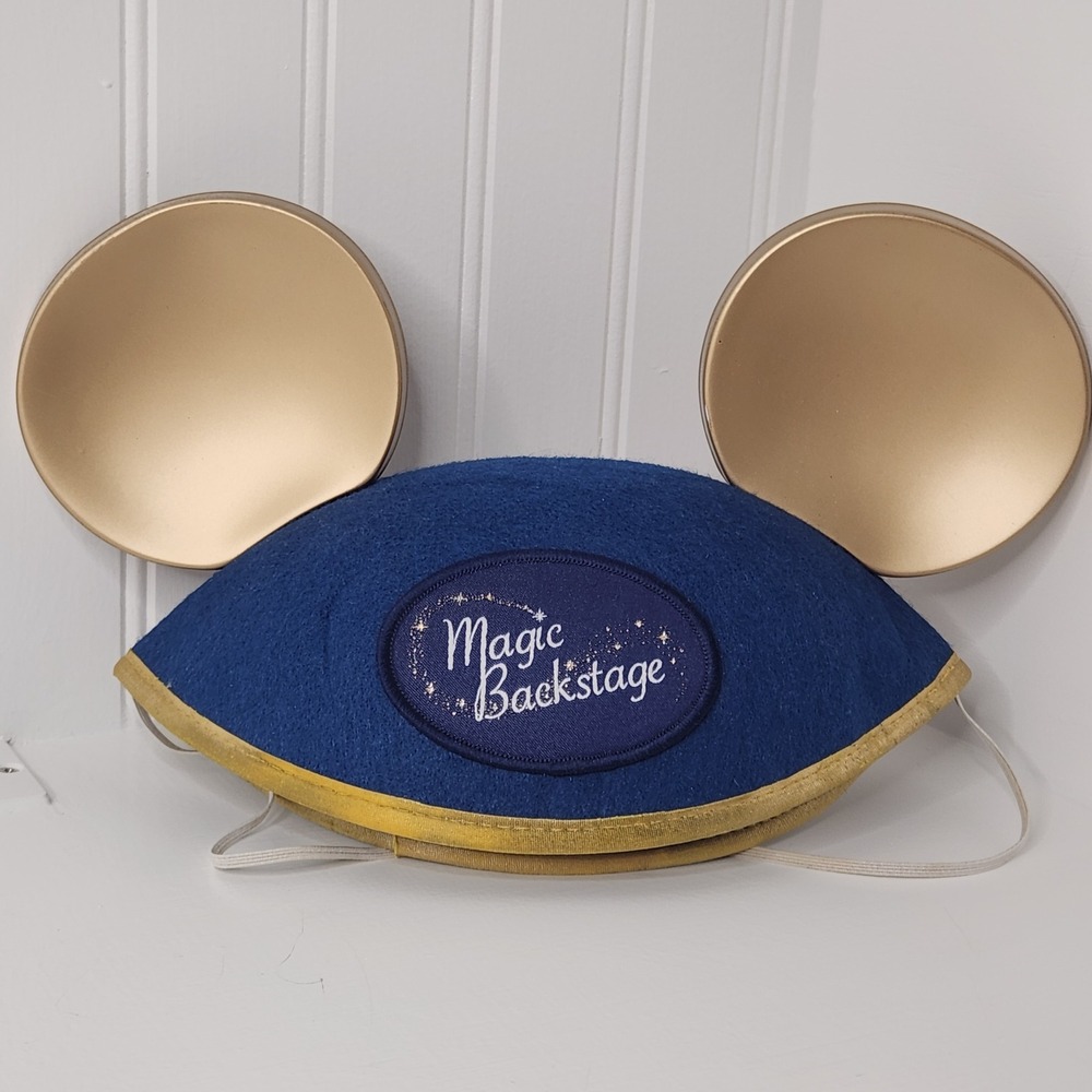 Disney Parks Magic Backstage Limited‎ Edition Cast Exclusive Blue Gold Ear Hat